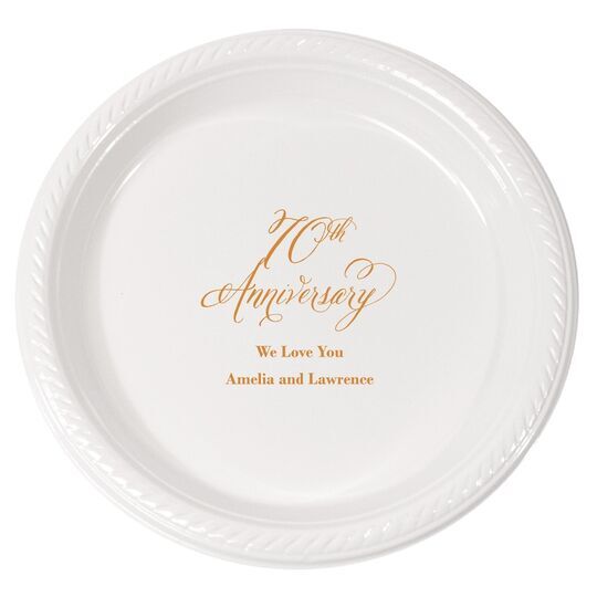 Elegant 70th Anniversary Plastic Plates